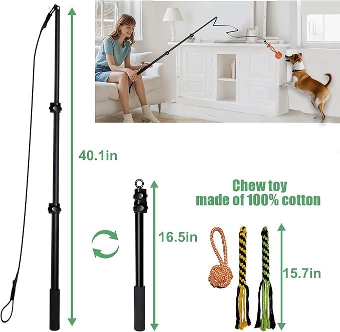 Heavy-Duty 40-Inch Extendable Flirt Pole for Dogs - Image 2